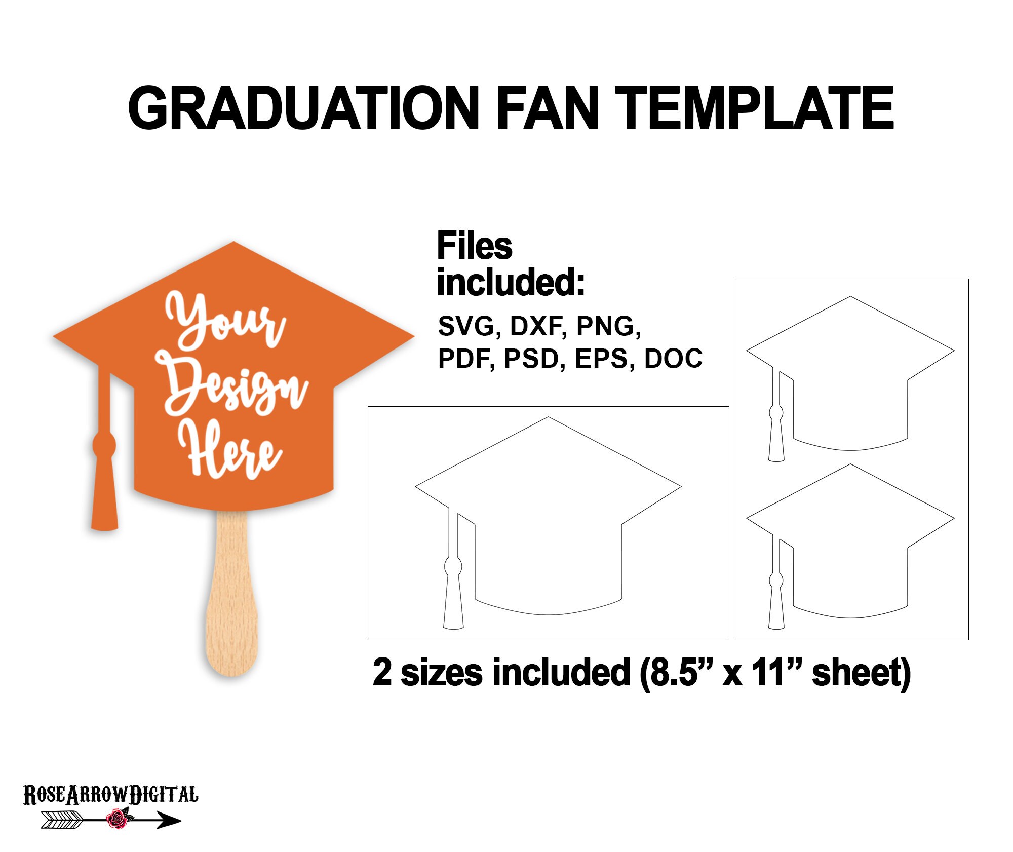 Graduation Paddle Fan Template Svg Fan Sublimation Psd - Free Word Template