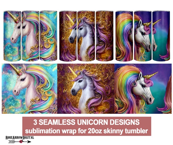 Cute Rainbow Unicorn Sublimation Digital Download Full Wrap PNG