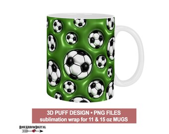 Taza de fútbol hinchada 3D inflada PNG/diseño de sublimación de deportes de fútbol de hojaldre