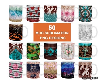 Mug Sublimation Designs PNG Set | 11oz 15oz Mug Wrap Bundle (Digital Download)