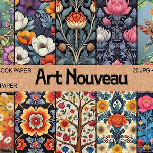 Art Nouveau Scrapbook Junk Journal Printable Pages Bundle | Vintage Floral Victorian Scrapbooking Digital Papers