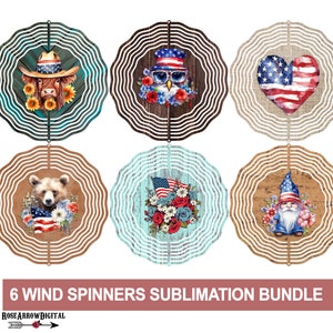 Patriotischer Wind Spinner PNG Bundle | Western Yard Spinner Sublimation | 4th of Juli Designs