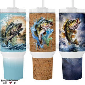 Pesca 40 oz Stanley Cup Wrap Bundle / Fishermen Quencher Tumbler PNG / Sublimación Diseño Digital Descargar