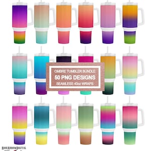 Ombre Stanley Cup Wrap Bündel | Farbverlauf Quencher Tumbler Sublimation PNG Designs für 40oz