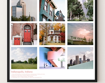 Indianapolis Poster | Neighborhoods and Landmarks of Indy | Film Photos | Urban Wall Art | 16x20 Poster