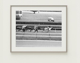 Saratoga Race Horse Photo: Black and White Film Print (Digital Download)