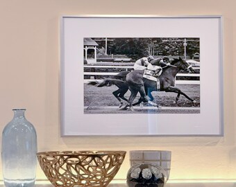 Saratoga Race Horse Framed Print – 12x18 print in 18x24 frame