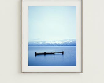 Pacific Northwest Winter Lake Print: Minimalist Coastal Photography
