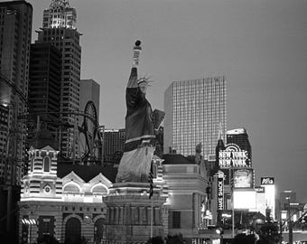 Las Vegas Wall Art Print – New York New York Hotel in Black & White, Vintage Vegas Architecture Photo on Archival Paper