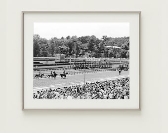 Saratoga Race Horse Photo: Black & White Film Photography (Digital Download)