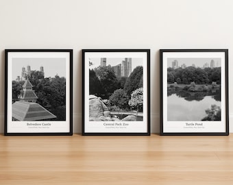 Central Park Photo Set: NYC Black and White Prints (Digital Download)