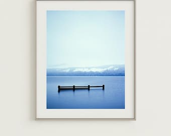 Pacific Northwest Winter Lake Photography: Minimalist Coastal Print