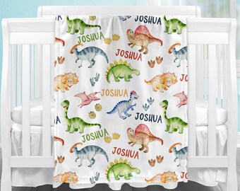 Dinosaur Personalized Blanket, Baby Boy Name Blanket, Name Blanket, Custom Name Blanket, Dinosaur Blanket, Dinosaur Name Blanket