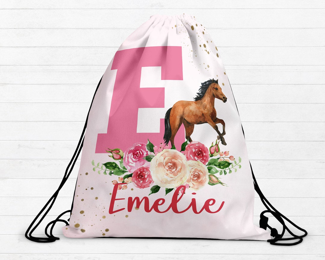 Personalized Horse Drawstring Bag, Horse Drawstring Backpack, Horse