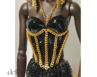 12 inch chain Bodice for Fashion Royalty, 1:6 Scale Fashion Doll armor