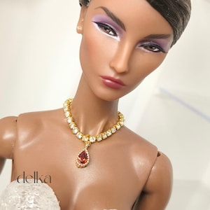 12 inch rhinestone jeweled choker for Fashion Royalty, Poppy Parker, 1:6 scale necklace for fashion dolls, Gift for Doll Collectors