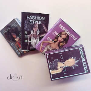 12 inch 4 Printable Fashion Magazine Patterns for Fashion Royalty dolls, 1/6 Scale Miniature Magazine, gift for dolls collector