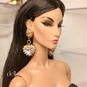 12 inch earrings for Fashion Royalty dolls, 1:6 scale jewel earrings for fashion doll, gift for doll collectors
