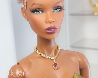Rhinestone Jeweled Choker, 1:6 Scale Necklace, Fashion Doll Jewelry
