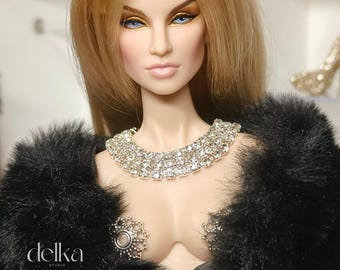 12 inch Glitter Rhinestone Choker for fashion dolls, 1:6 Scale Doll Necklace