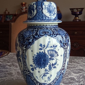 Blue Delfts Boch vase made for Royal Sphinx Holland by Boch Belgium vintage vase urn ceramic handpainted collector&#39;s item
