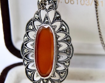 Pendentif Art Déco Vintage 1925 - Médaillon Délicat En Verre Argenté, Occasion