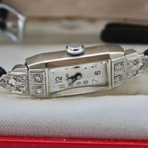 Art Deco circa 1930 antique Ladies Diamond Platinum /14k 585 white gold Wrist Watch in working state. Gift for her. Celebrity. Anniversary