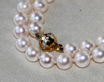 Collier Vintage En Grosses Perles De Culture - Fermoir En Argent Massif - Occasion