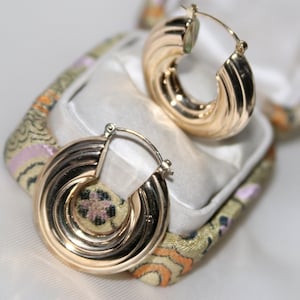 Orecchini/cerchi vintage in oro giallo/argento 18 carati realizzati in Germania, eccellenti, regalo di San Valentino per lei