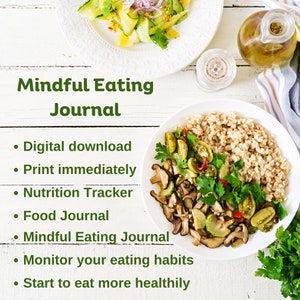 Mindful Food Journal, Daily Food Journal, Nutrition Tracker, Mindful Eating, Calorie Tracker, Meal Journal, Printable, Digital Download