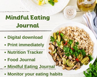 Mindful Food Journal, Daily Food Journal, Nutrition Tracker, Mindful Eating, Calorie Tracker, Meal Journal, Printable, Digital Download