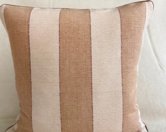 Textured Woven Stripe Cushion Cover, Handmade, Neutrals, 18" Square