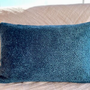 Handmade Boucle Cushion Cover, Teal/Blue, 12" x 18" Rectangle