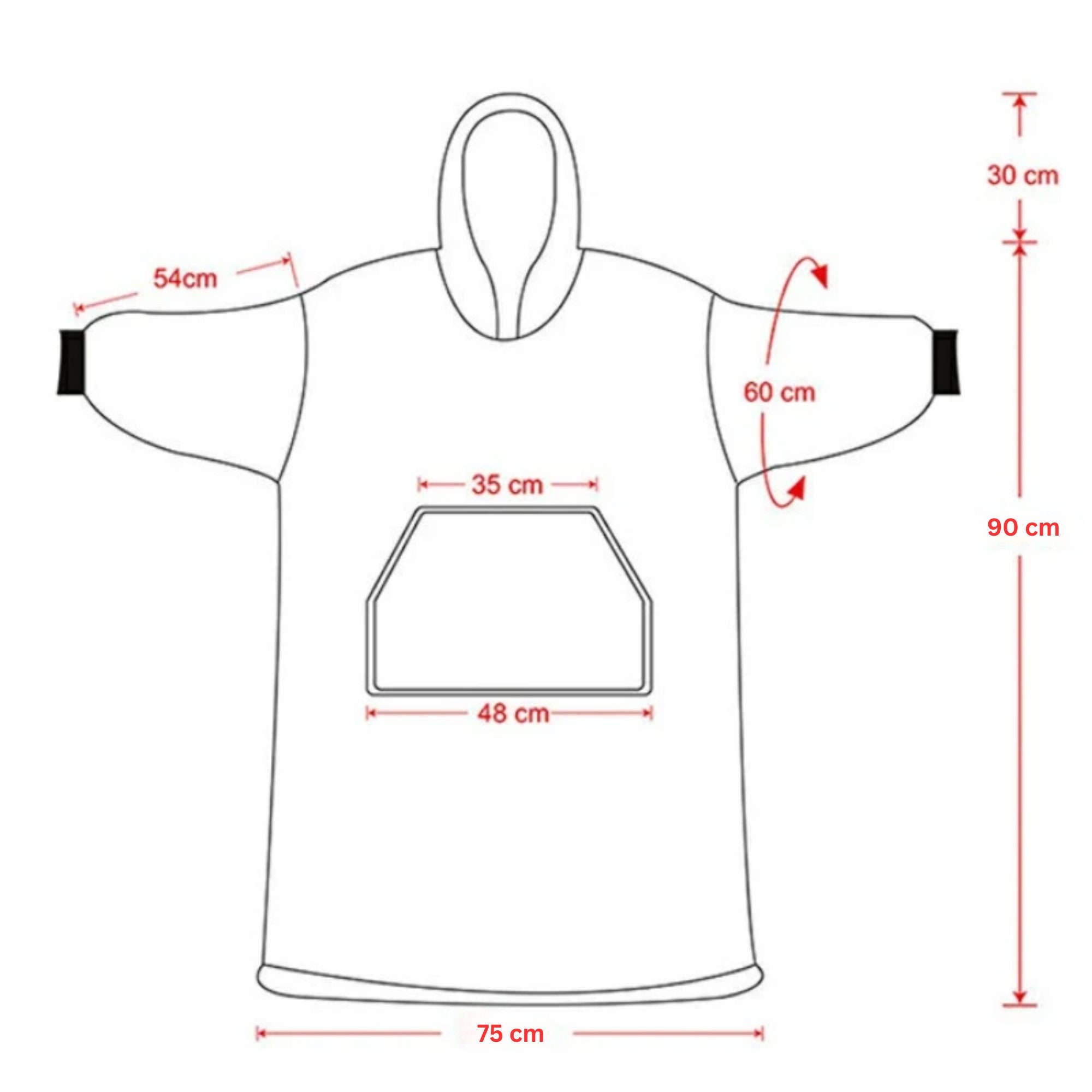 Blue Oversized Blanket Hoodie and Reversible Plush Sherpa Big Hooded