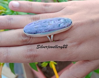 Handmade Charoite Ring: 925 Sterling Silver Gemstone Jewelry