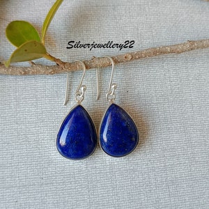 Lapis Lazuli Earring, 925 Sterling Silver Earring, Dangle Drop Earring, Lapis Earring, Silver Earring, Handmade Earring, Stylish Earring.