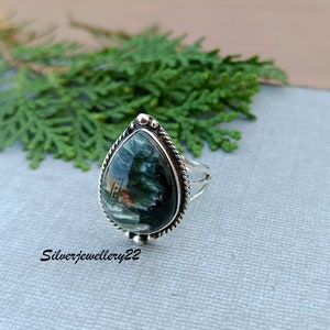 Natural Seraphinite Ring, 925 Silver Sterling, New Year Gift, Beautiful Ring, Birthday Gift, Wedding Gift, Party Wear Ring, GemStone Ring.