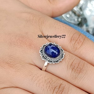 Natural Lapis Lazuli Ring, 925 Sterling Silver, Handmade Ring, Designer Ring, Women Ring, Wedding Ring, Beautiful Ring, Genstone Ring.