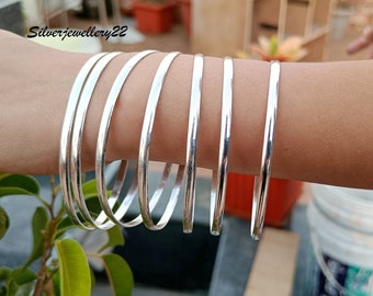 Handmade Sterling Silver Bangle Set: Stacking Band Bangles