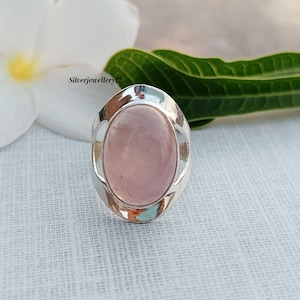 Rose Quartz Ring, 925 Sterling Silver, Quartz Ring, Gift For Her, Capricorn January Birthstone, Promise Ring, Gifts for Girlfriend, Gifts