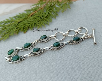 Malachite Bracelet: Dainty 925 Sterling Silver Gemstone Jewelry