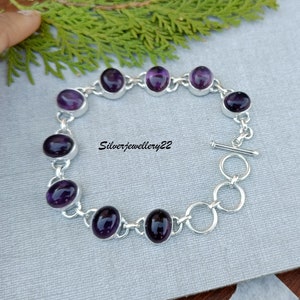 Amethyst Bracelet, Silver Bracelet, 925 Sterling Silver, Handmade Bracelet, Bracelet For Women, Purple Amethyst Bracelet, Handmade Bracelet.