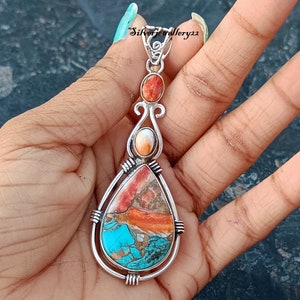 Natural Oyster Turquoise Pendant, 925 Sterling Silver, Handmade Pendant, Designer Pendant, Women Pendant, Wedding Pendant, Lovely Pendant.