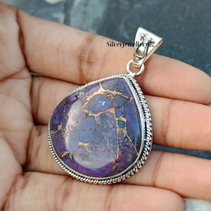 Lila Kupfer Türkis Anhänger, 925 Sterling Silber, Handgemachter Anhänger, Edelstein Anhänger, Frauen Anhänger, Hochzeits Anhänger, Schöner Anhänger.
