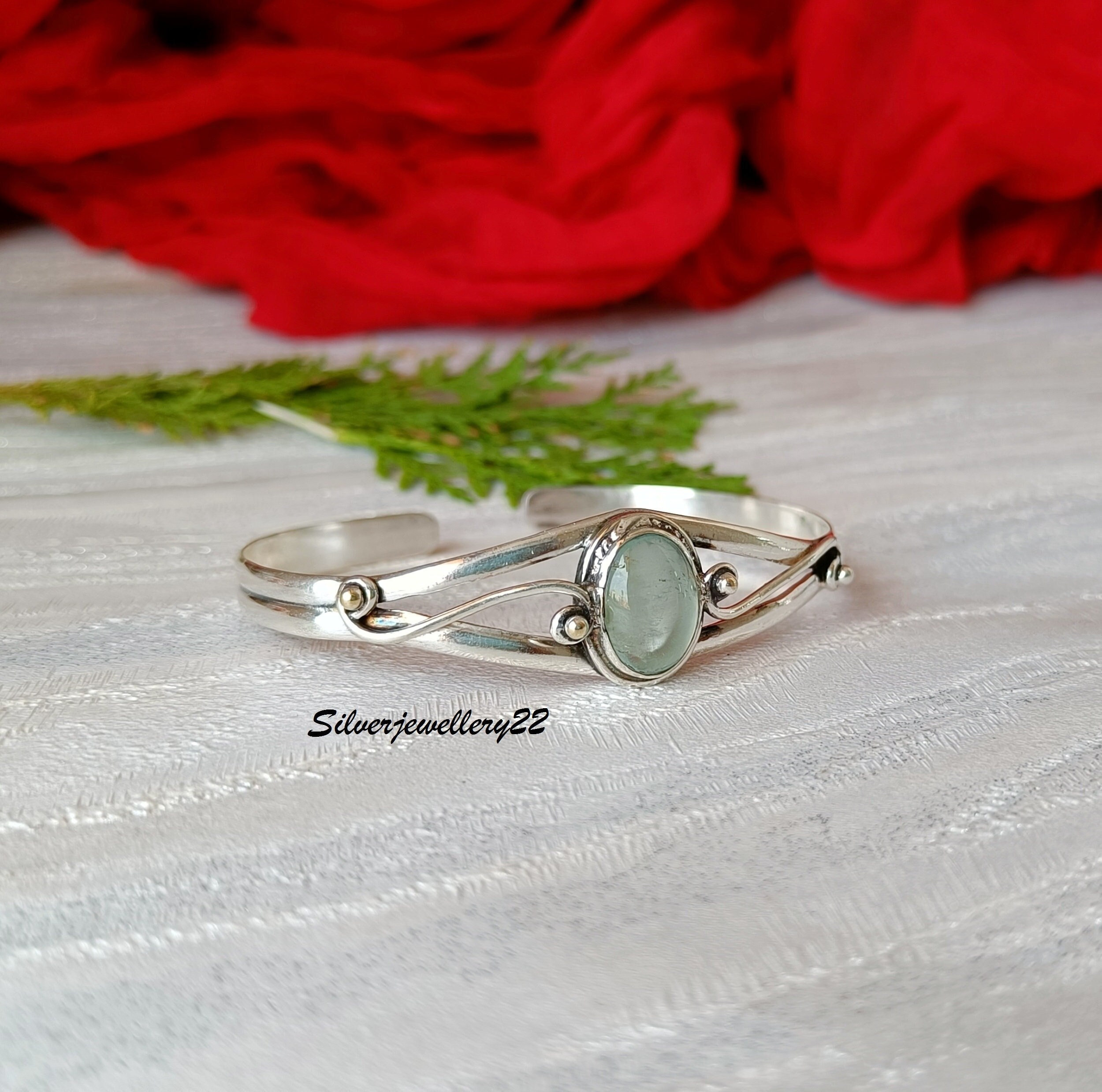 Pure Aquamarine Bangle, 925 Sterling Silver Bangle, Beautiful Designer Bangle, Gemstone Aquamarine Bangle, Gift For  Women, Silver Bangle