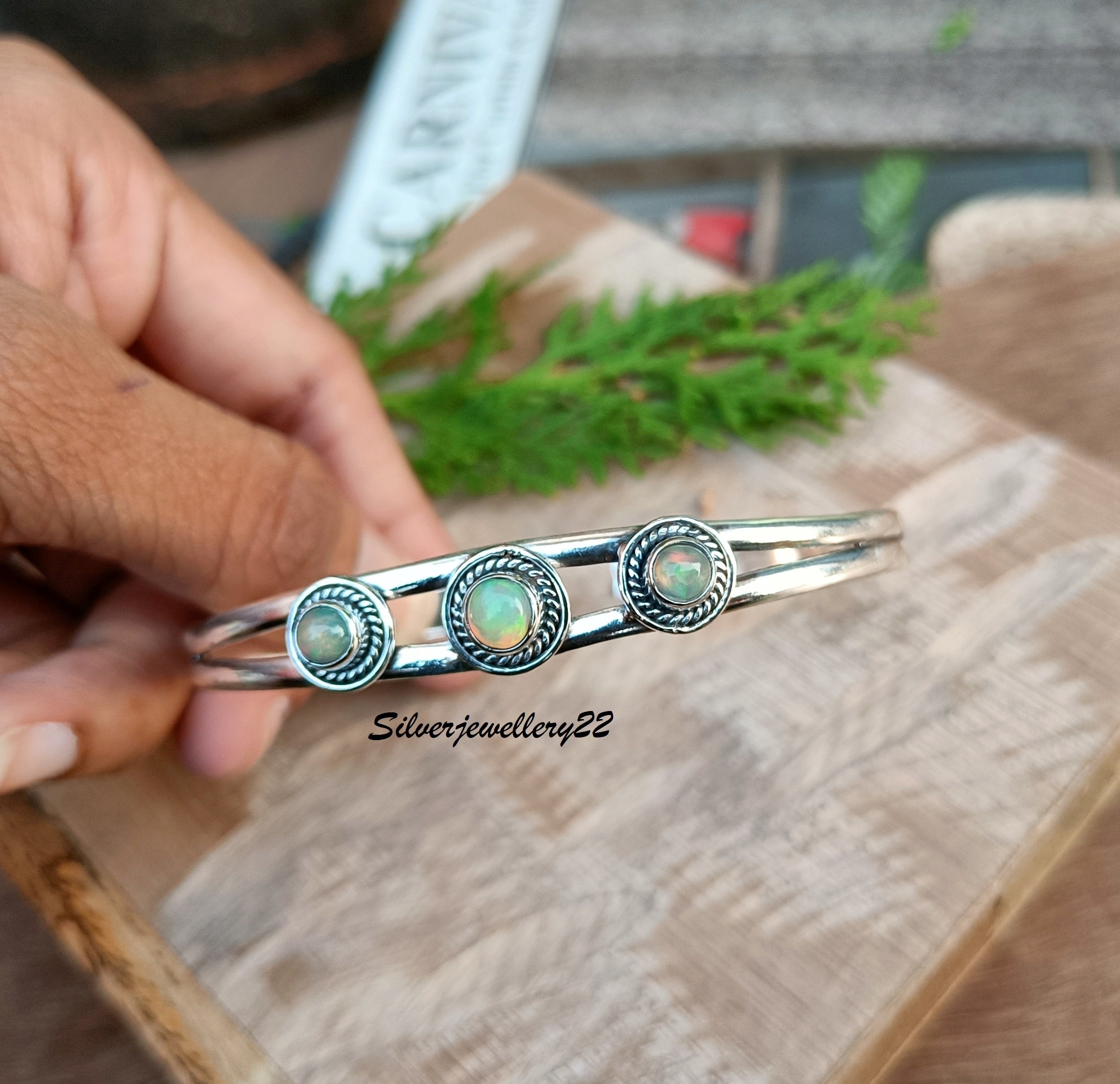 Natural Opal Bangle, 925 Sterling Silver Bangle, Beautiful