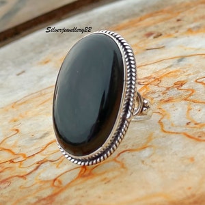 Handmade Black Onyx Ring: 925 Sterling Silver Gemstone