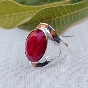 Anillo de rubí, anillo de plata 925, anillo de mujer, regalo para ella, anillo de piedras preciosas, anillo hecho a mano, joyería de plata, anillo de bodas, anillo boho