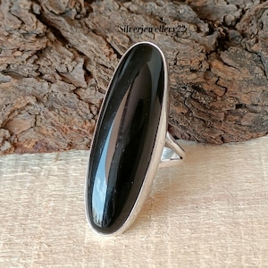 Black Onyx 925 Sterling Silver Ring - Handmade Gemstone Band
