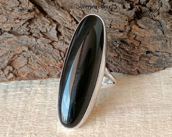 Black Onyx 925 Sterling Silver Ring - Handmade Gemstone Band
